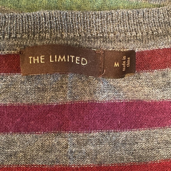 The Limited Merino Wool L/S Fine Gauge Sweater Grey Multi Color V Neck M - Picture 9 of 9